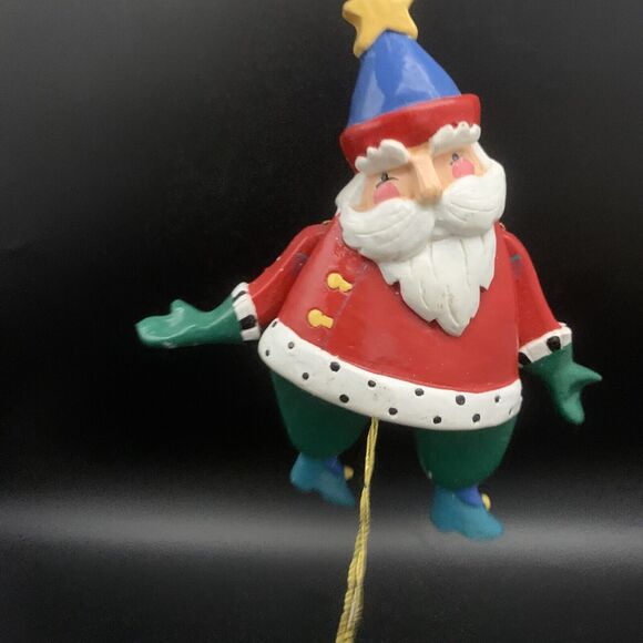Vintage Other - Vintage Santa Wooden Pull String Jumping Jack Christmas Ornament Hand Painted